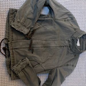 Free people cropped light weight army jacket